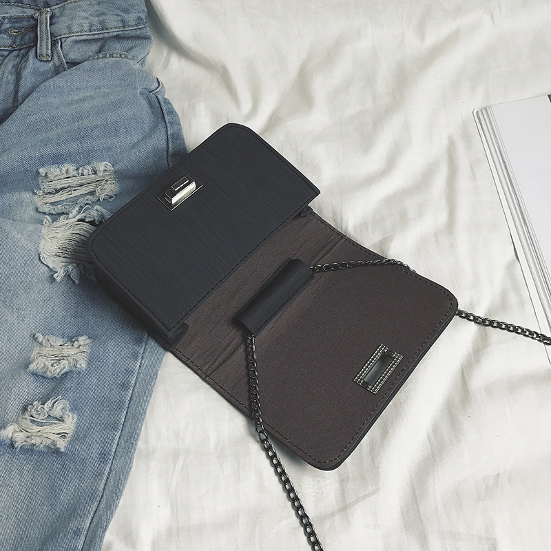 Solid Color Fashion Square Lock Clasp Crossbody Bag