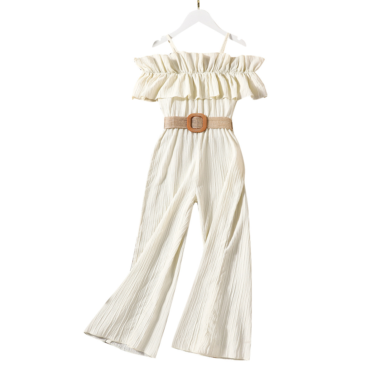 Elegant Solid Color Girl's Children's Pants With Waist Tuck