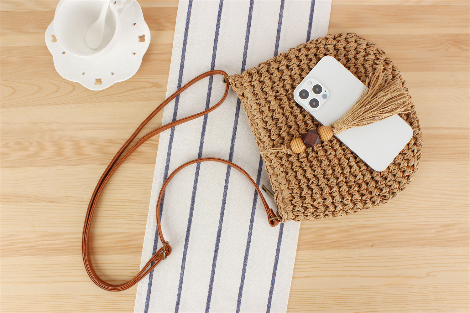 Vintage Style Classic Style Zipper Straw Bag