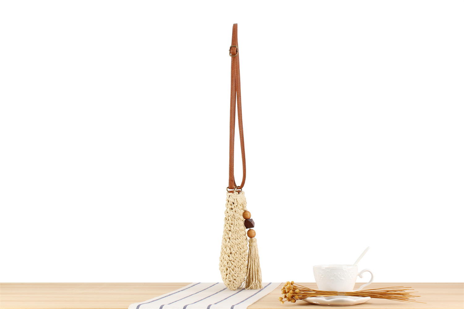 Vintage Style Classic Style Zipper Straw Bag