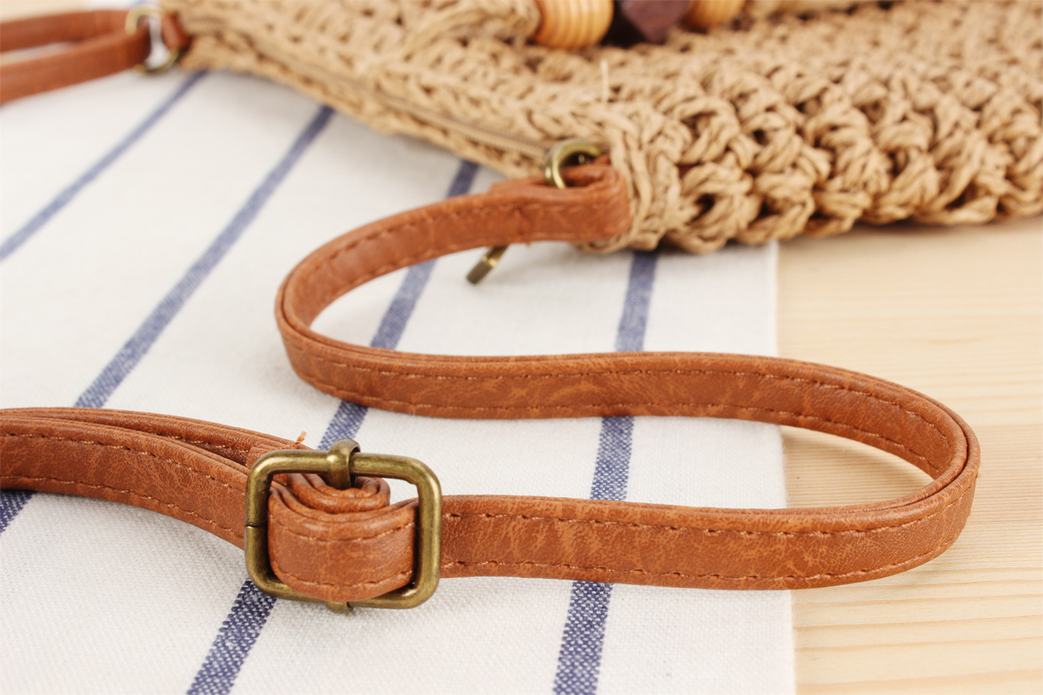 Vintage Style Classic Style Zipper Straw Bag