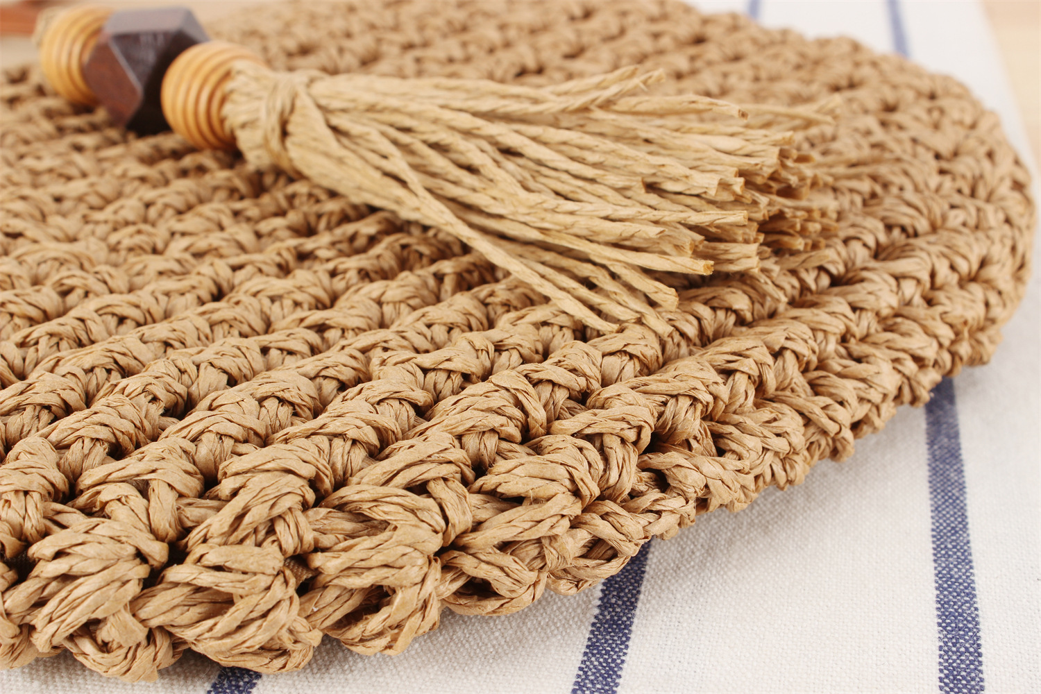 Vintage Style Classic Style Zipper Straw Bag