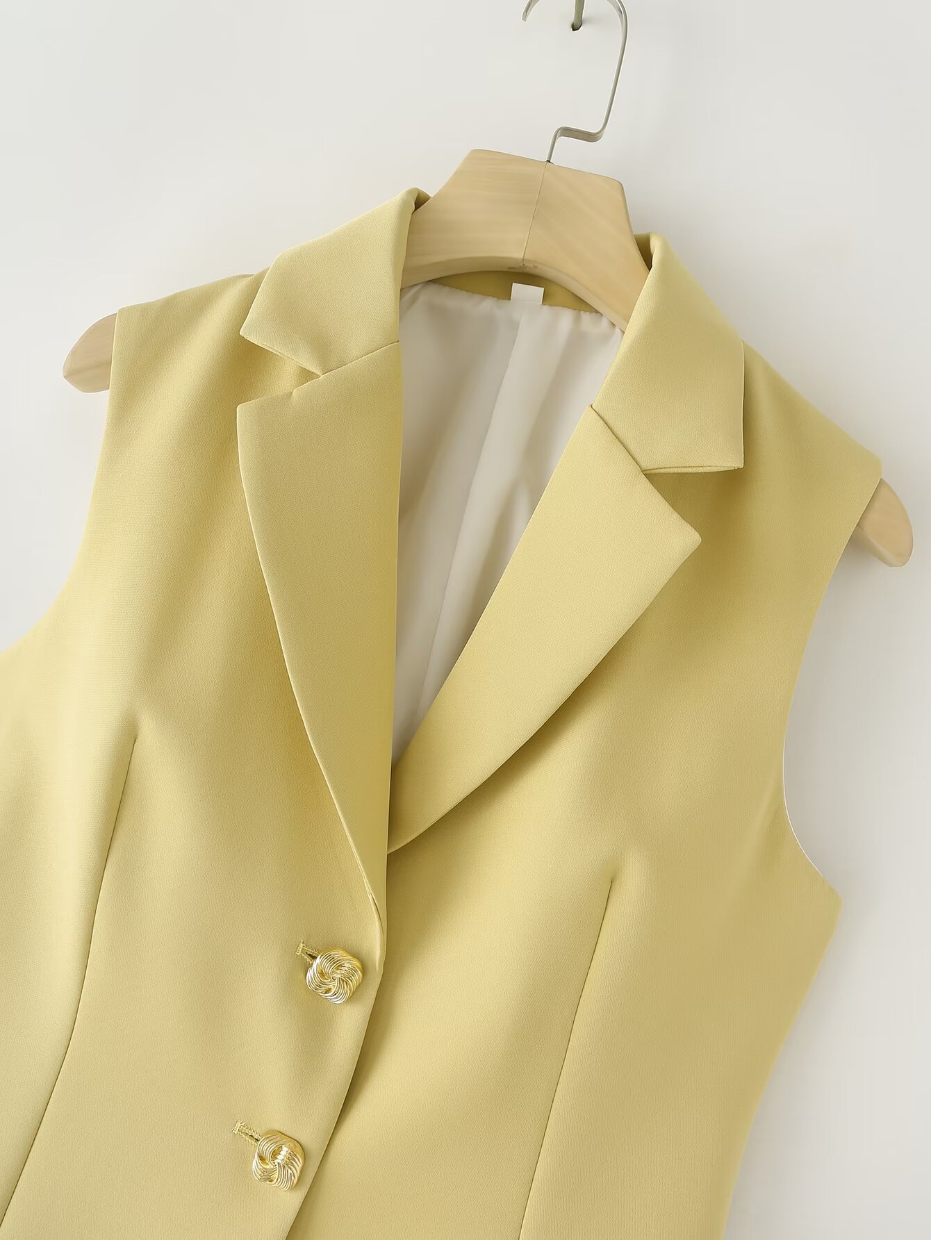 Solid Color Button Vest Blazer