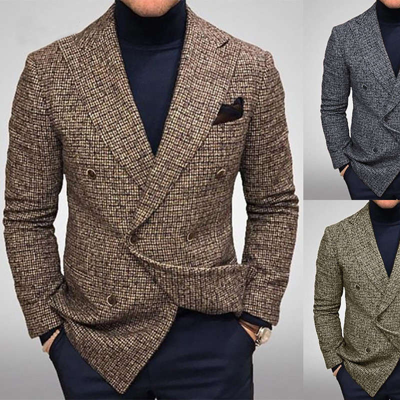 Men's Plaid Elegant Formal Turndown