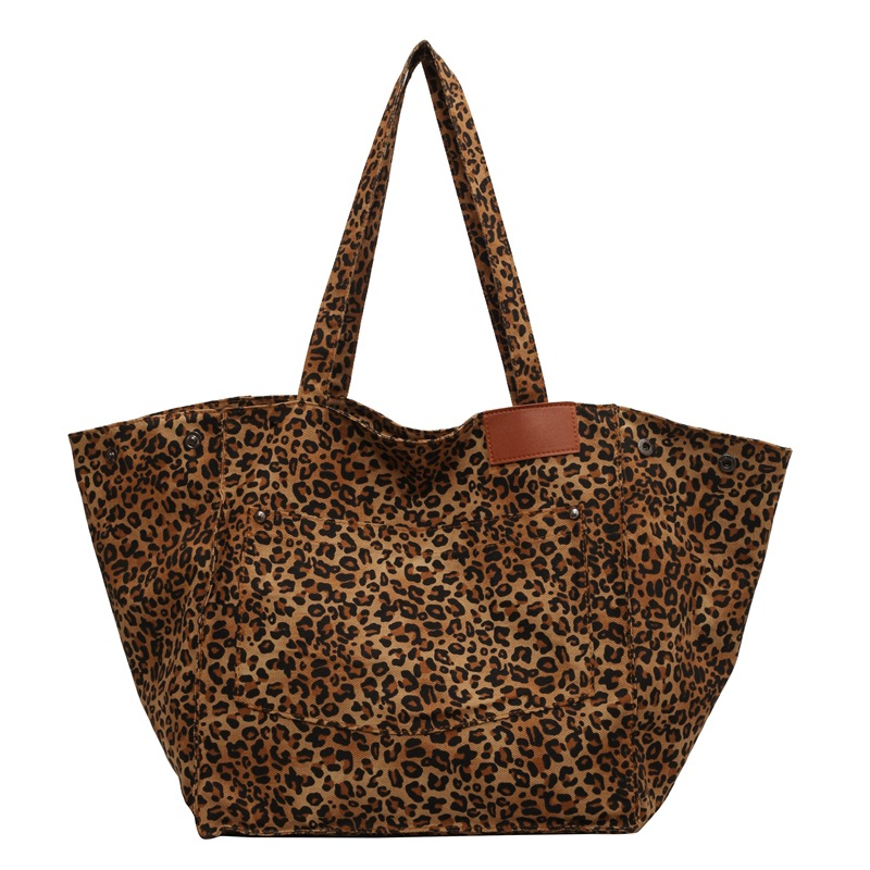 Casava Leopard Print Canvas Tote Bag