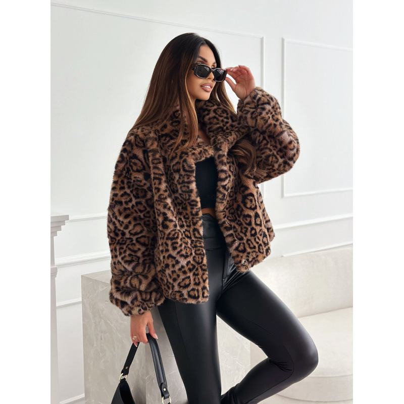 Women's Streetwear Leopard Single Breasted Coat