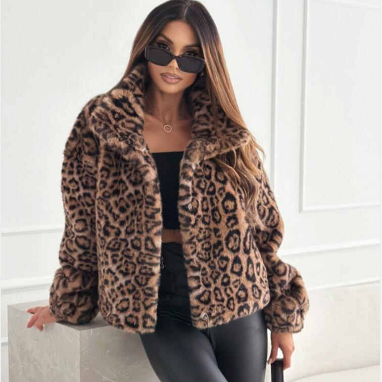 Women's Streetwear Leopard Single Breasted Coat
