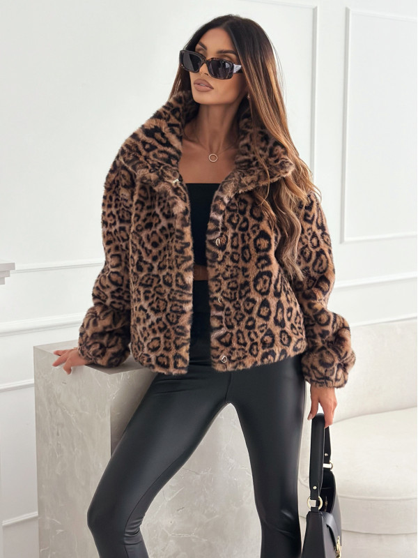 Women's Streetwear Leopard Single Breasted Coat