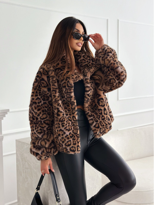 Women's Streetwear Leopard Single Breasted Coat