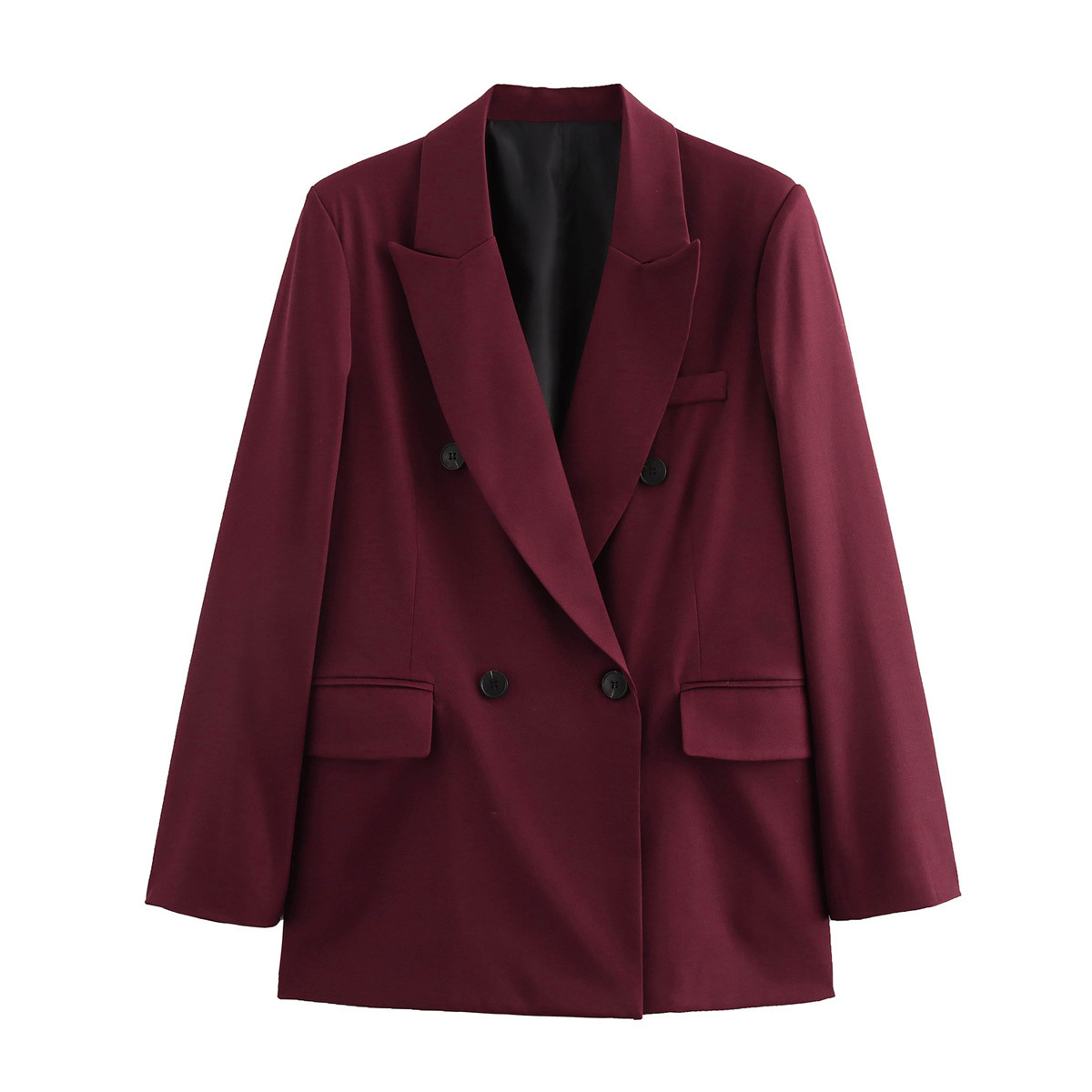 Women's Coat Long Sleeve Blazers Wine Red