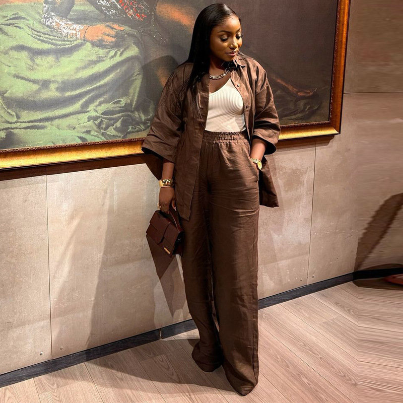Women's Casual Solid Color Polyester Pant Co-ord Set Pants Sets