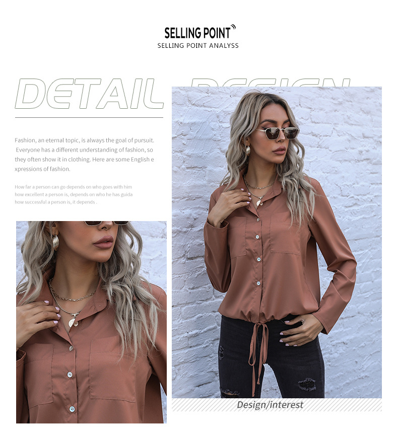 Long Sleeve Solid Color Cardigan Shirt Lace-up