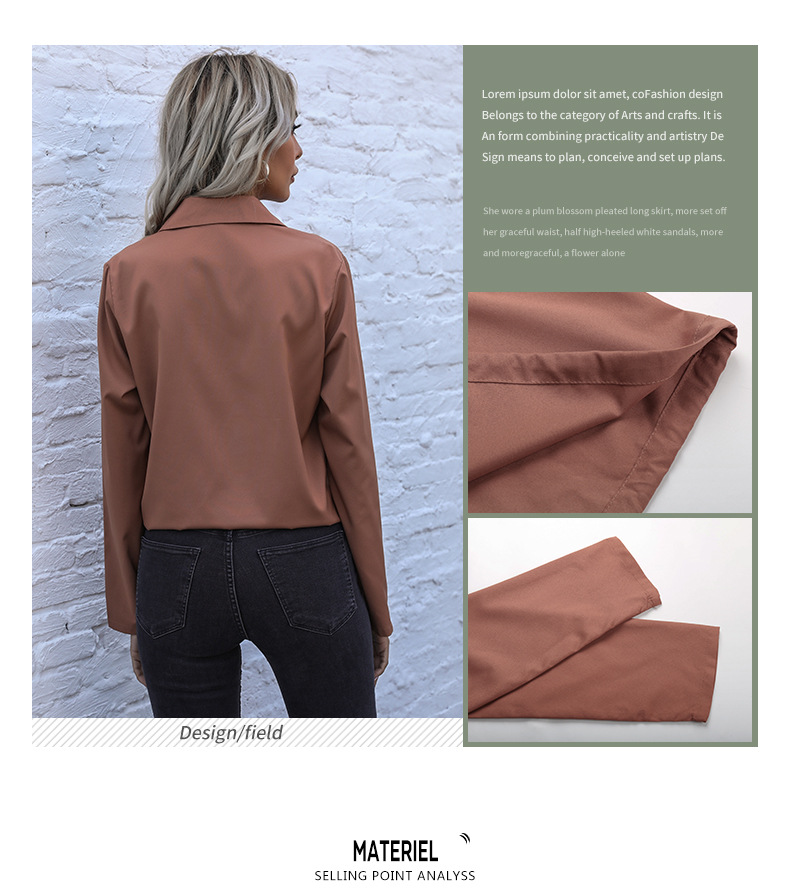 Long Sleeve Solid Color Cardigan Shirt Lace-up