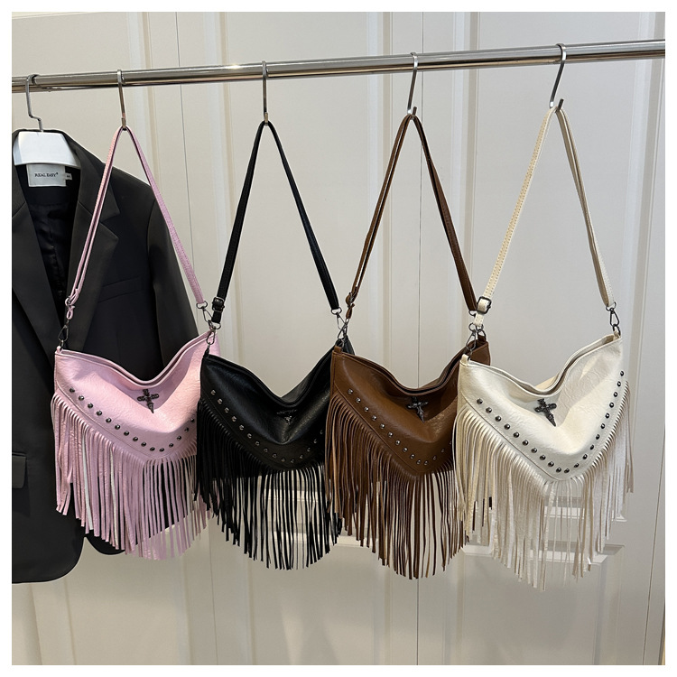 Streetwear Sewing Thread Square Zipper Shoulder Bag