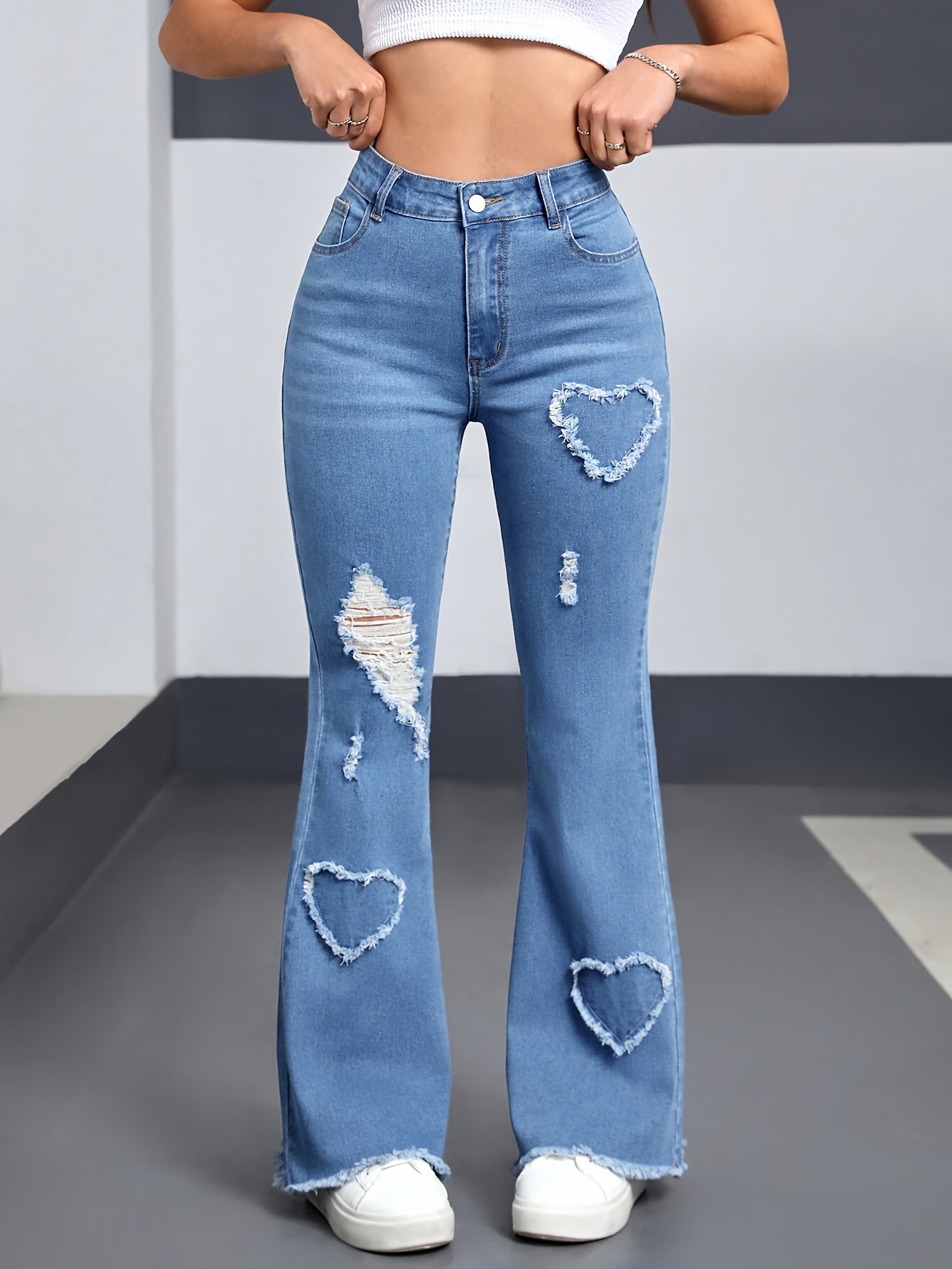 Casava women’s heart-pattern full-length jeans