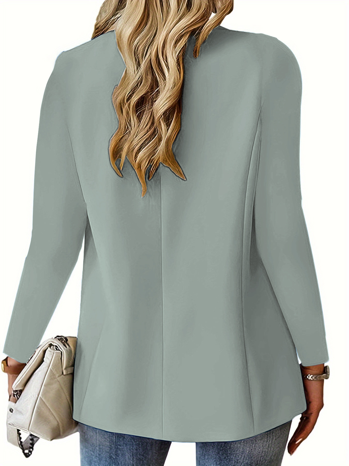 Long Sleeve Solid Color Cardigan Small Suit Jacket Women