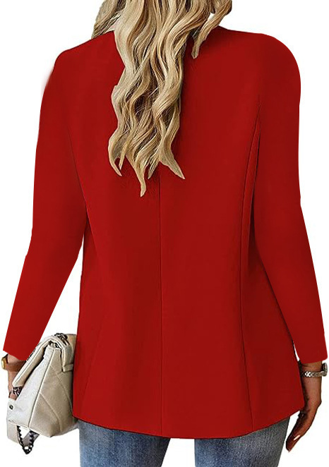 Long Sleeve Solid Color Cardigan Small Suit Jacket Women