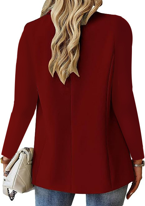 Long Sleeve Solid Color Cardigan Small Suit Jacket Women