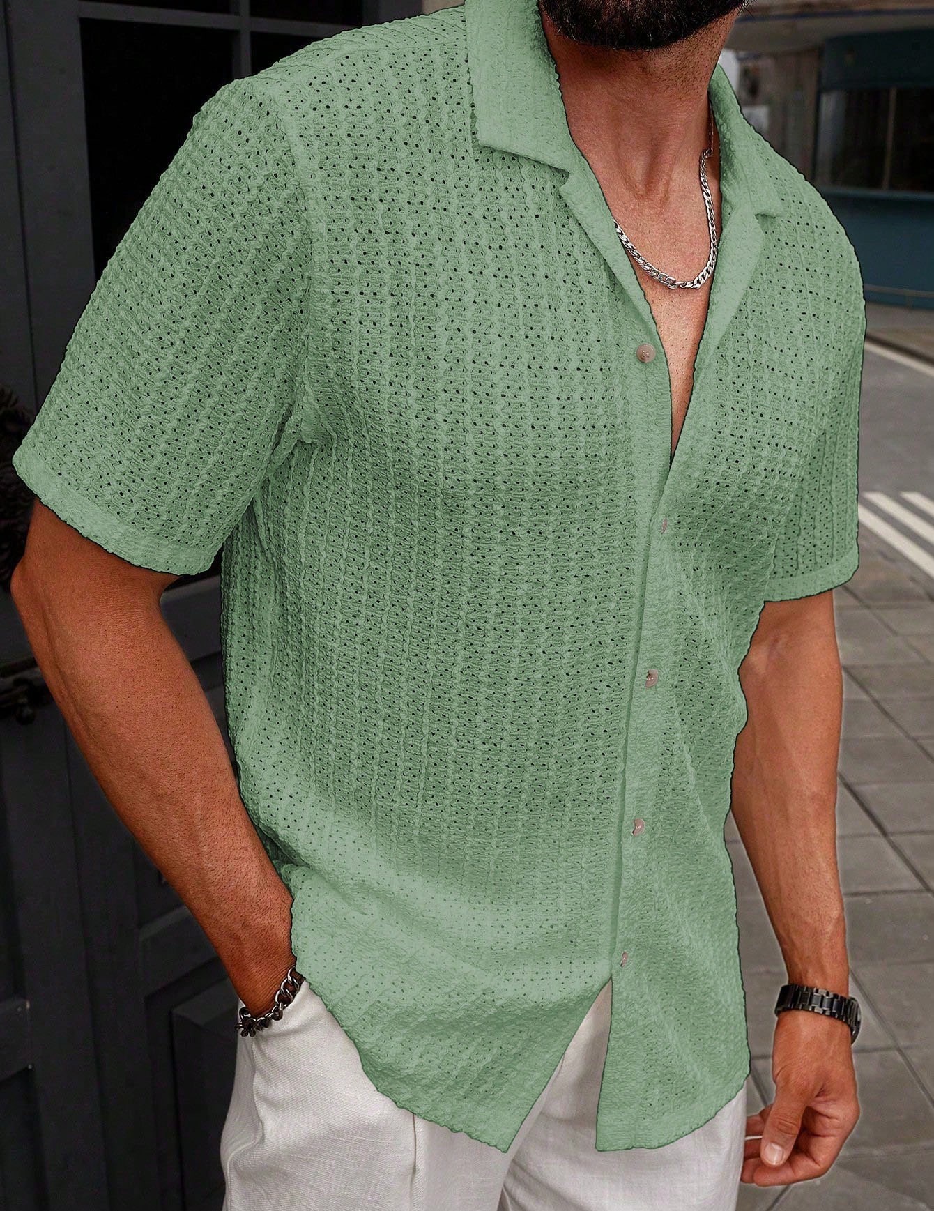 Men's Casual Stripe Short Sleeve Shirt