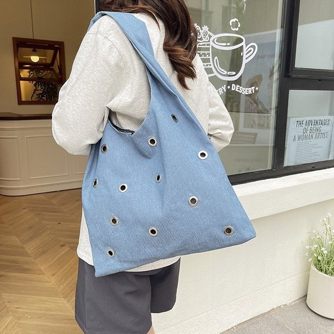 Casava American-style canvas denim shoulder tote