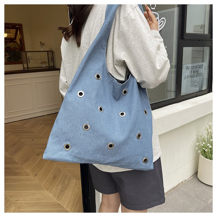 Casava American-style canvas denim shoulder tote