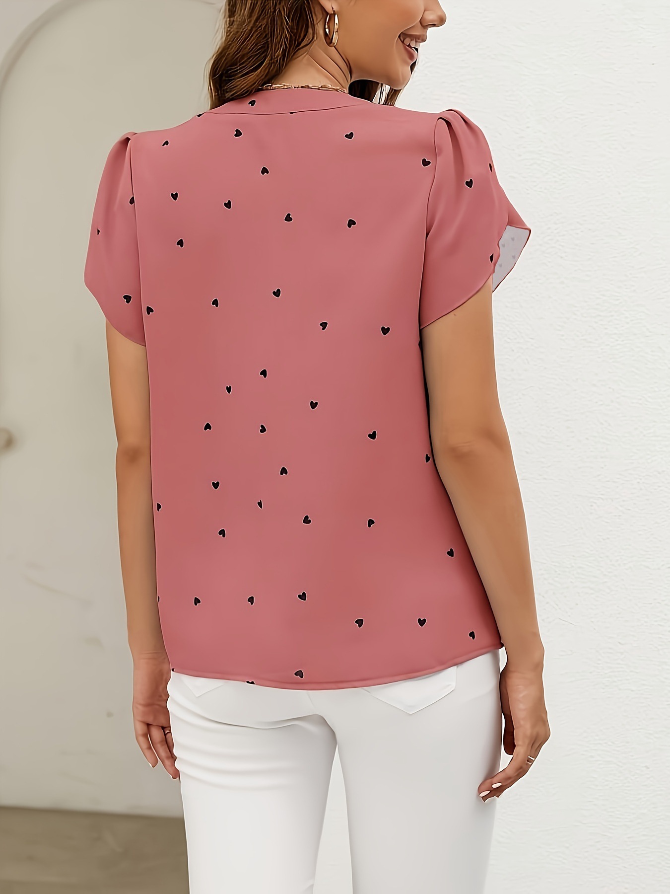 Printed V-neck top