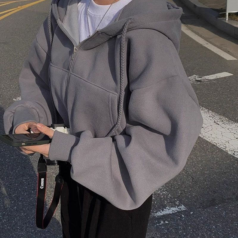 Warm Pure Color Hooded Sweater For Women