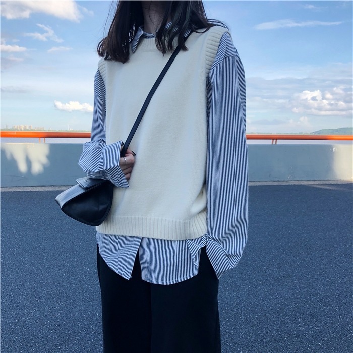 Solid Color Splicing Pullover