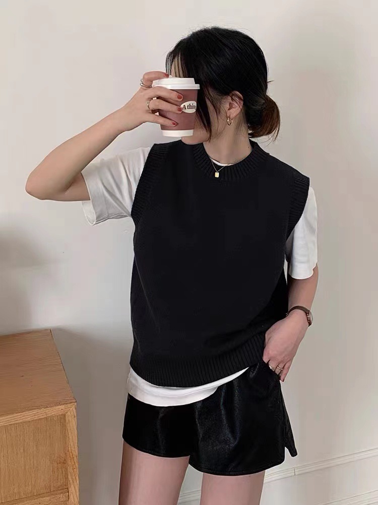 Solid Color Splicing Pullover