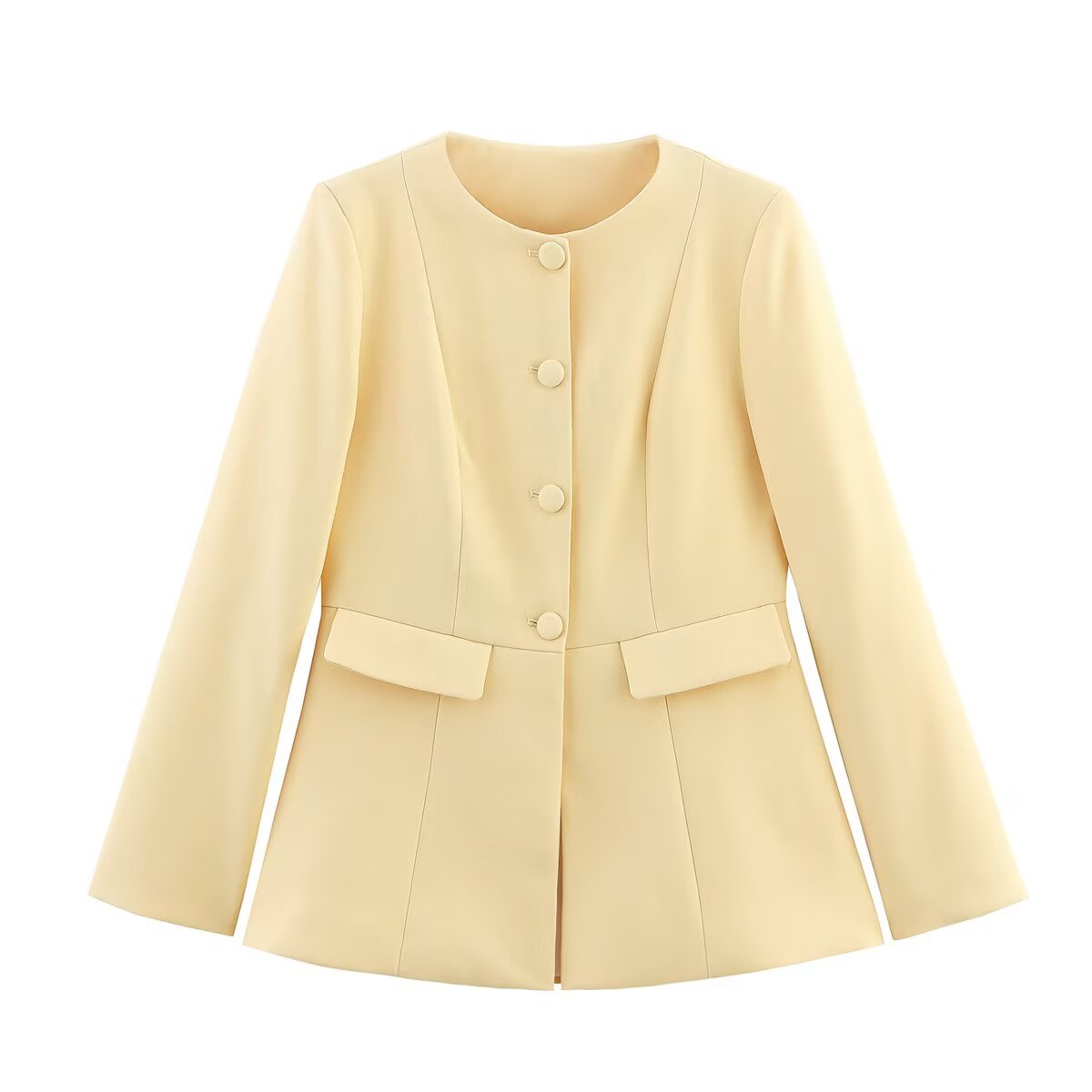 Round Neck Single Button Suit Jacket