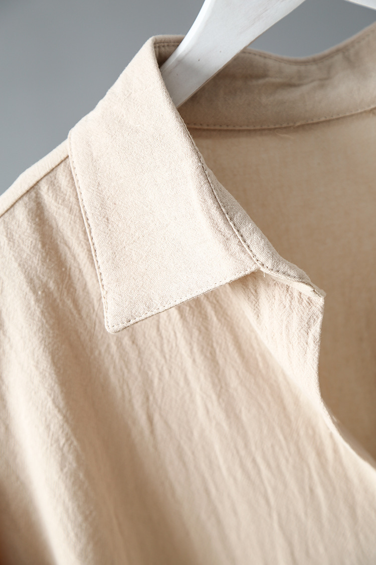 Women's Cotton Linen Loose Fit Shirt Long Sleeve Sun Protection