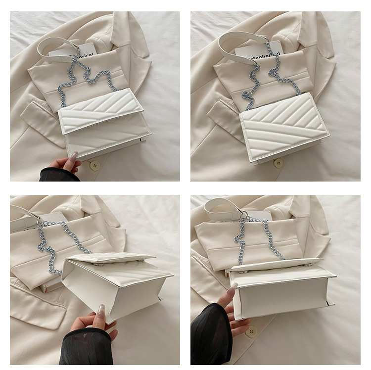 Pure Color Embossed  Autumn New Women's Single Shoulder Bag Fashionable Commuter Crossbody Bag Street Style Square Bag Pure Color Embossed  Autumn New Women's Single Shoulder Bag Fashionable Commuter