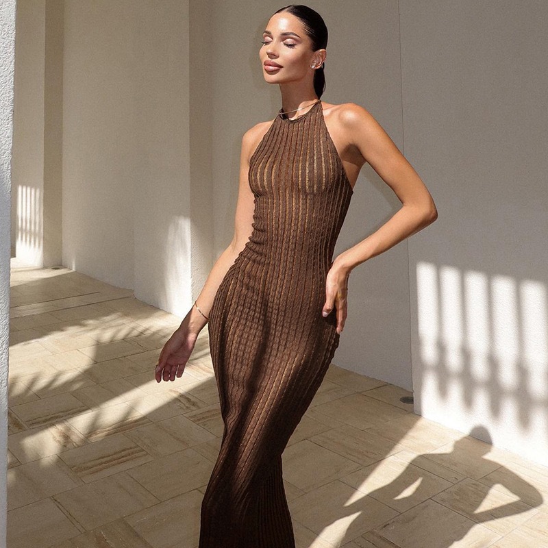 Casava Halter Neck Slim Maxi Dress