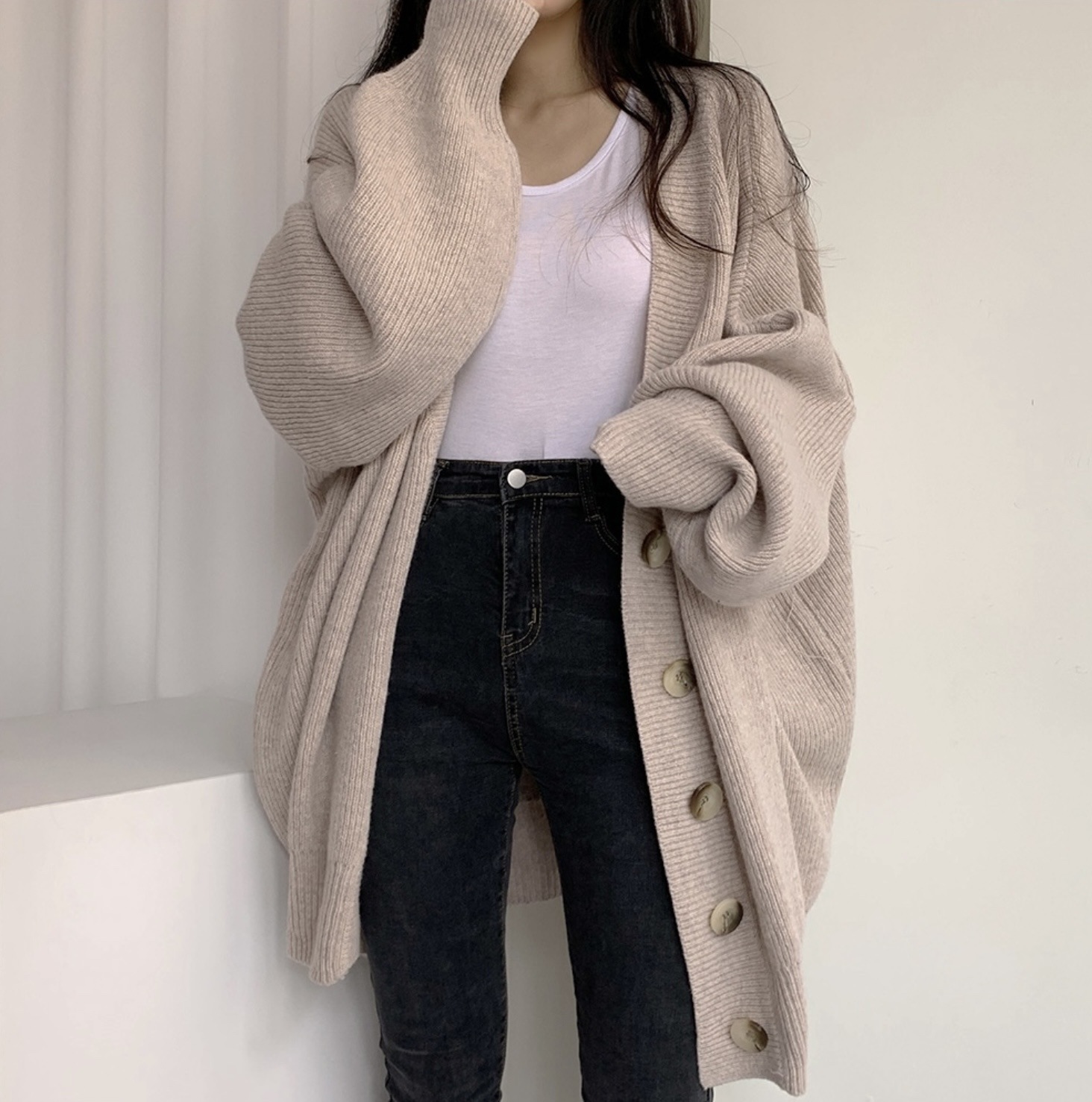 Winter Casual Style No-button Cotton Knitwear