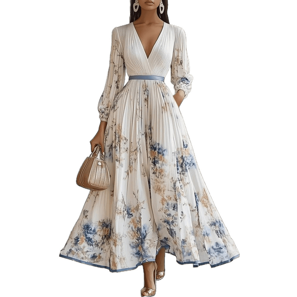 Casava Digital Print Pleated Dress