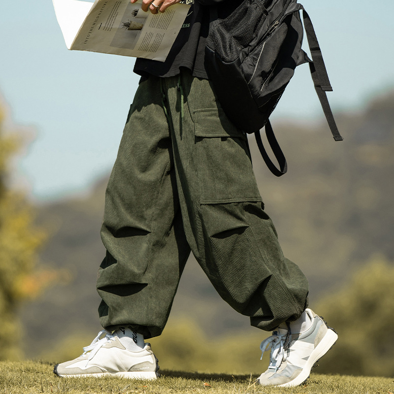 Men's Solid Color Polyester Cargo Casual Pants