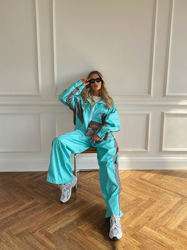 Casual Color Block Sweatpants Pant Co-ord Set