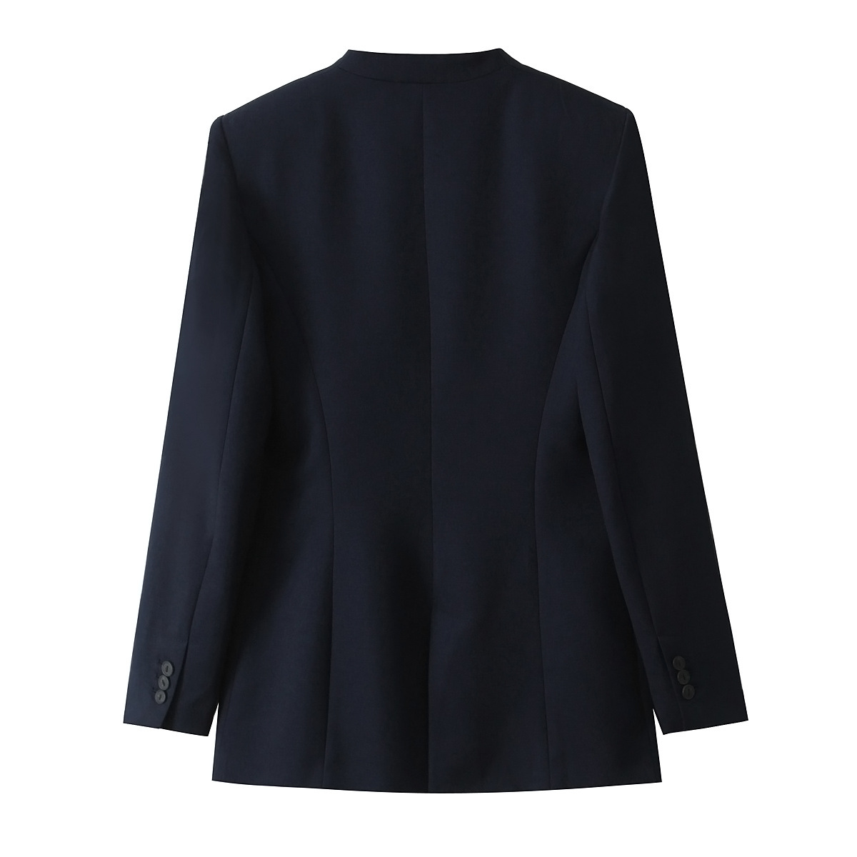 Women's Suit Jacket With Side Buttons No Collar Plus Straight Leg Pants Set