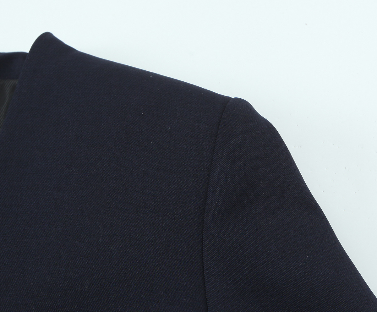 Women's Suit Jacket With Side Buttons No Collar Plus Straight Leg Pants Set