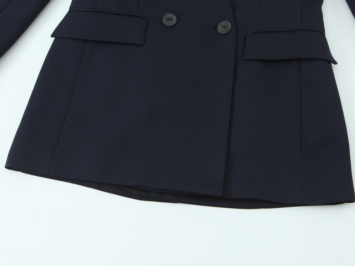 Women's Suit Jacket With Side Buttons No Collar Plus Straight Leg Pants Set