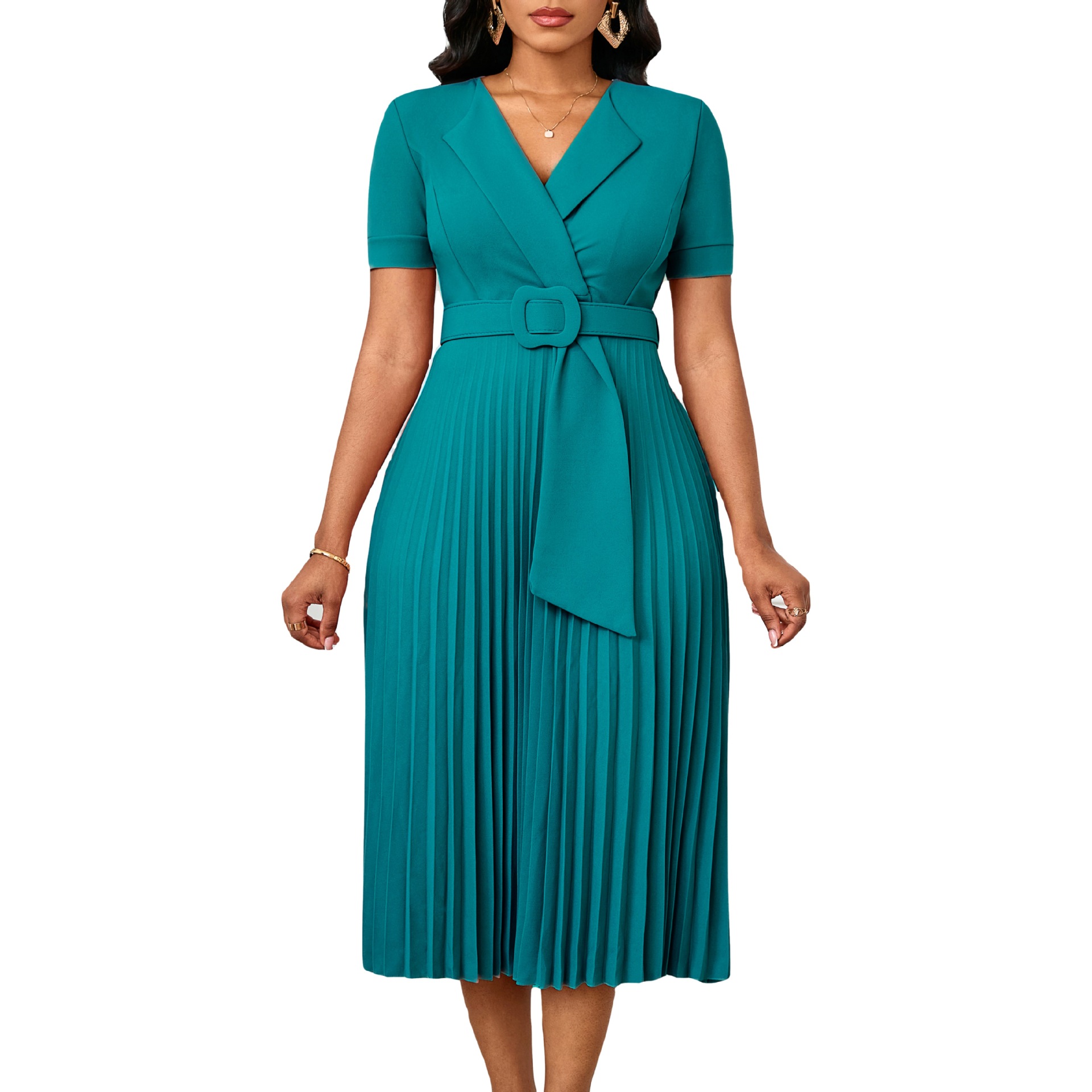 Elegant Solid Color A-Line Dress