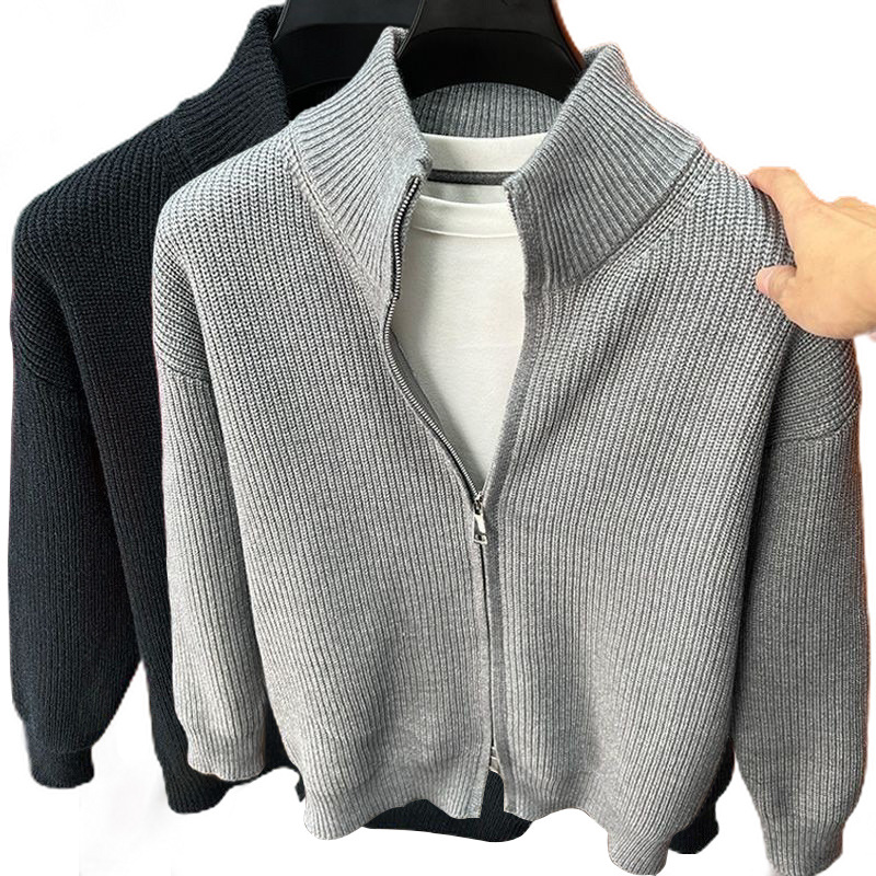 Large Size Zipper Knitted Cardigan