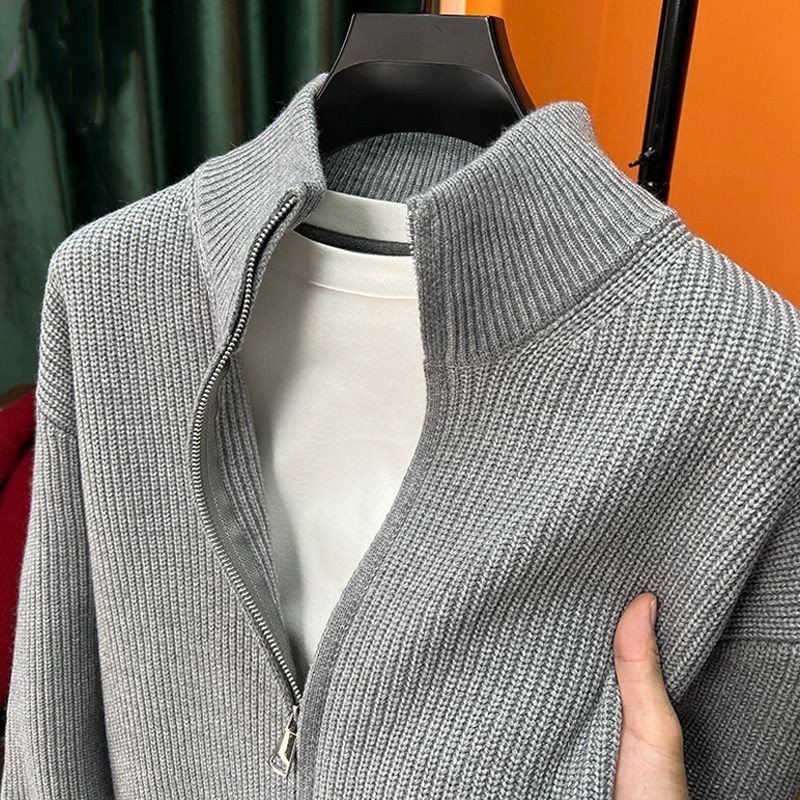Large Size Zipper Knitted Cardigan