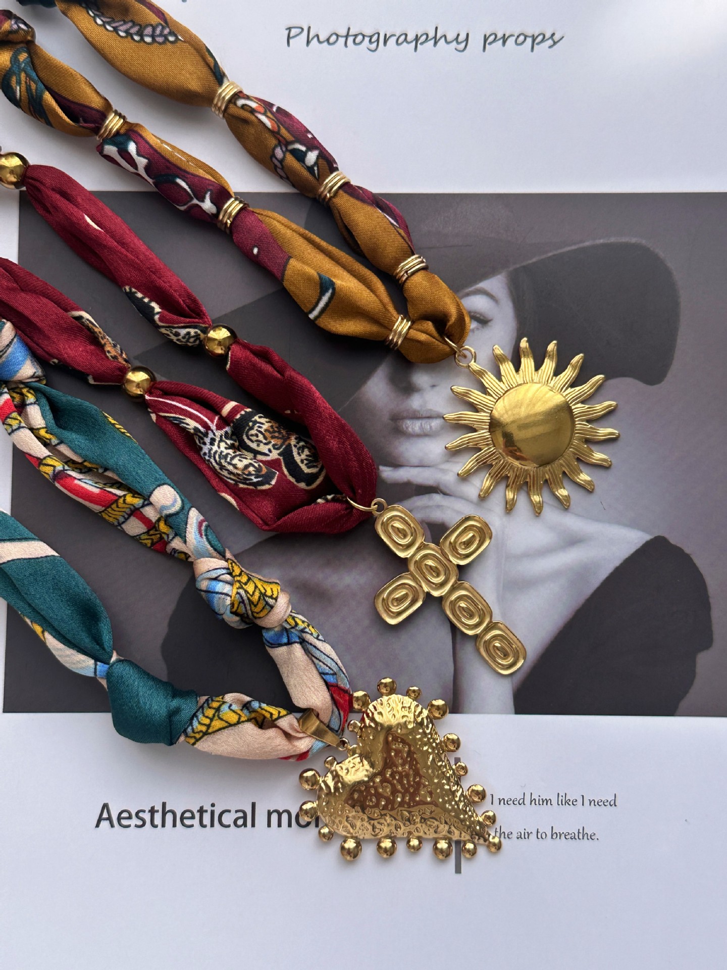 Casava stainless steel scarf necklace