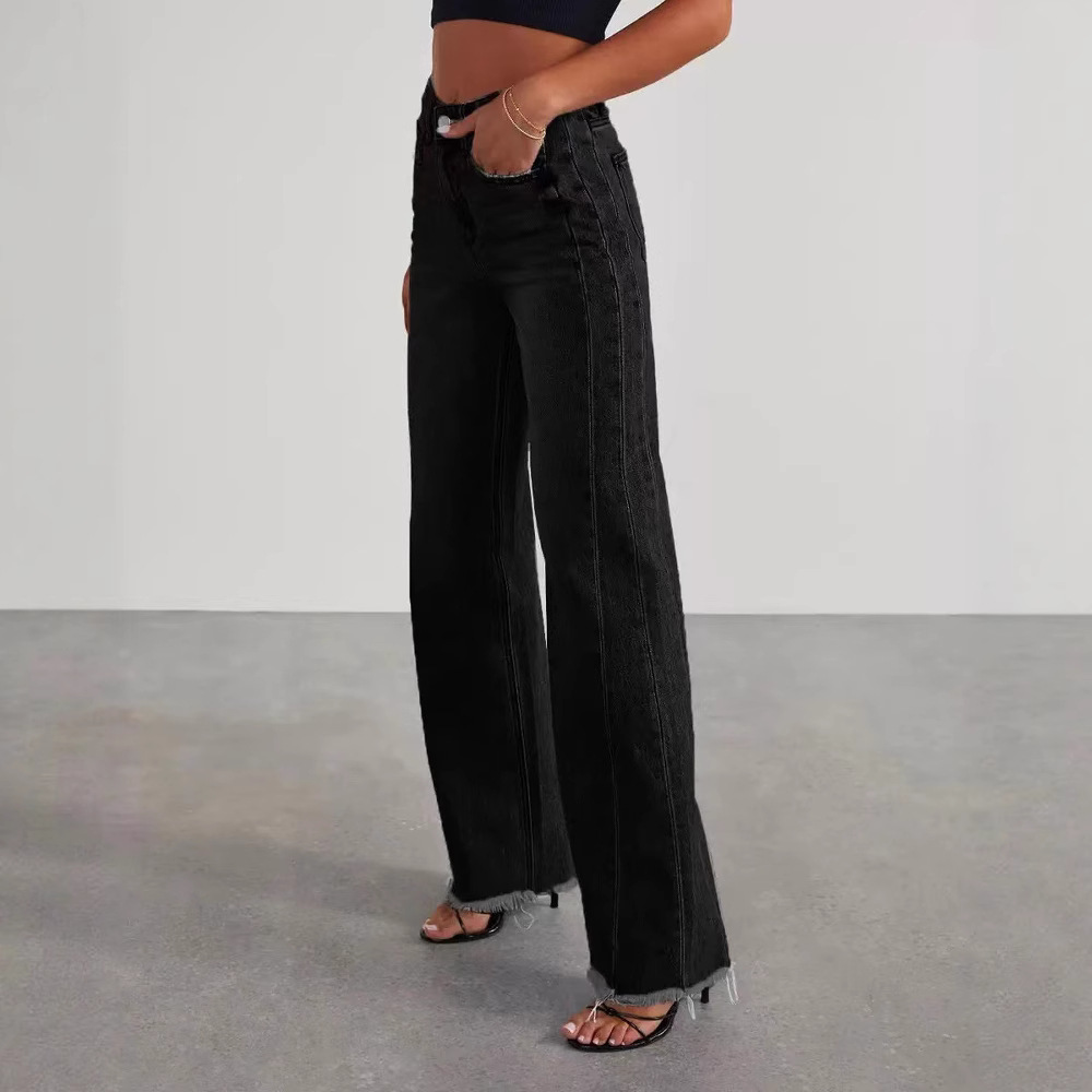 Fashionable Retro High Waist Straight Leg