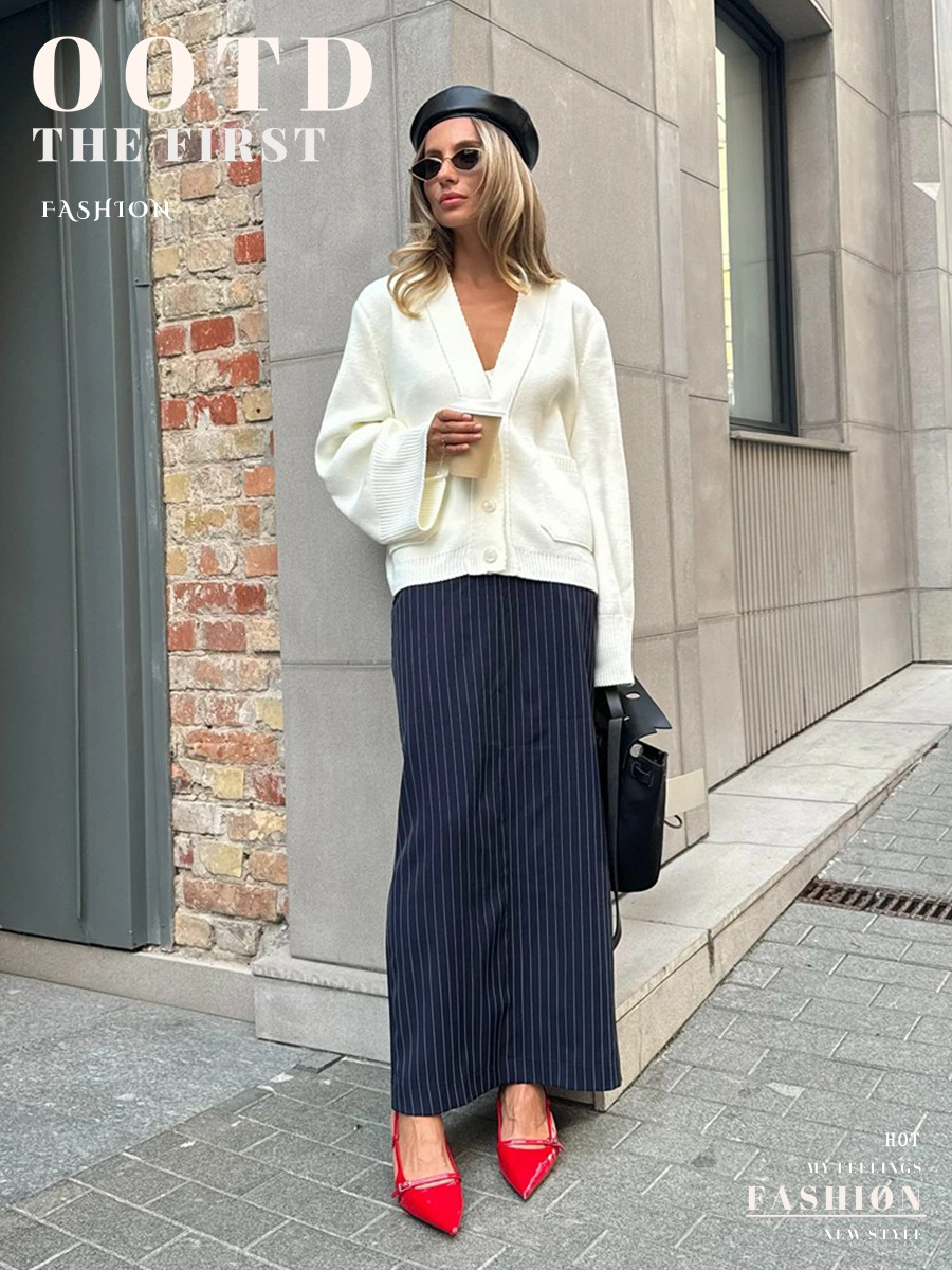 Loose Knitted Open Cardigan Sweater V-Neck