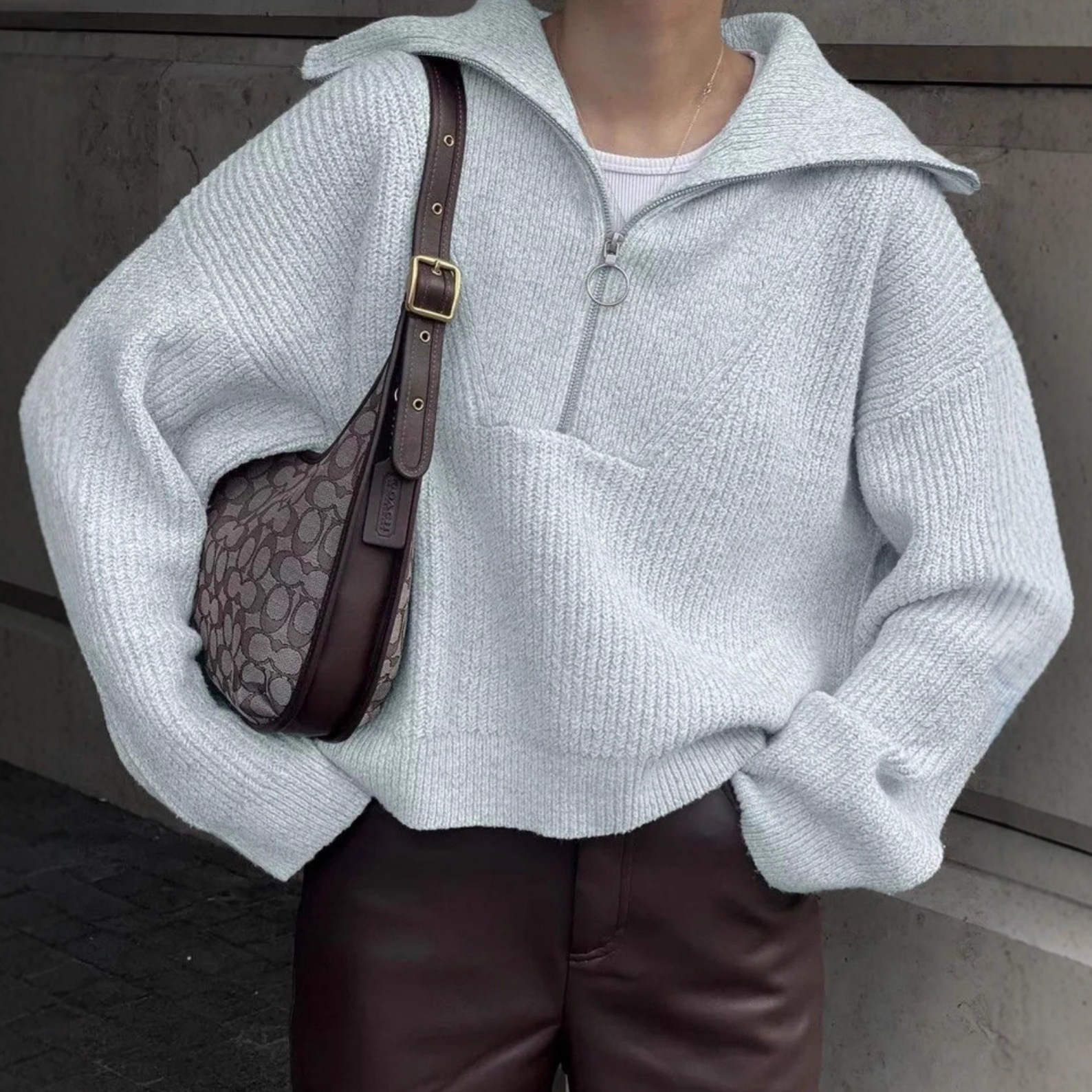 Solid Color Long Sleeve Pullover Sweater