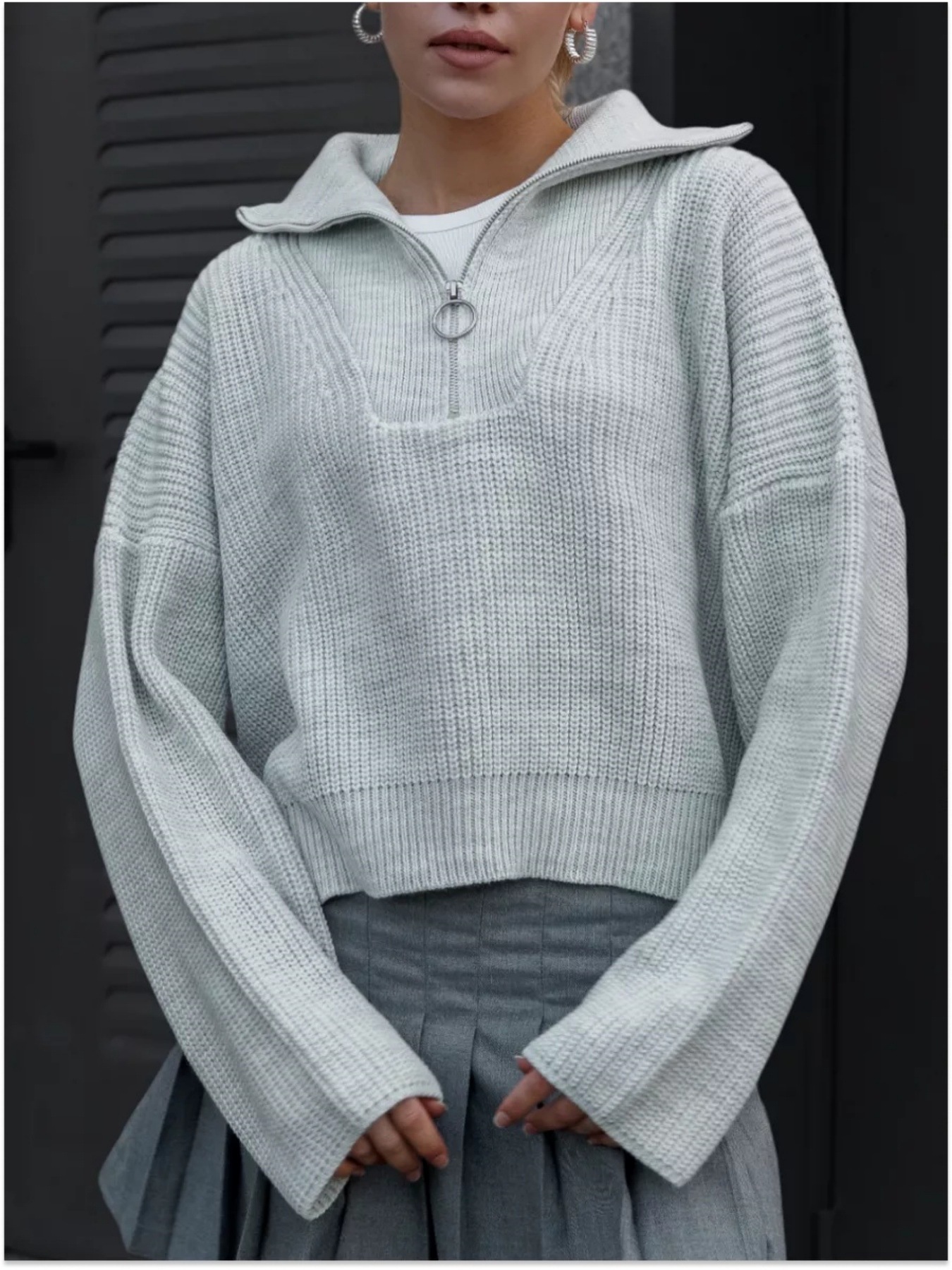 Solid Color Long Sleeve Pullover Sweater