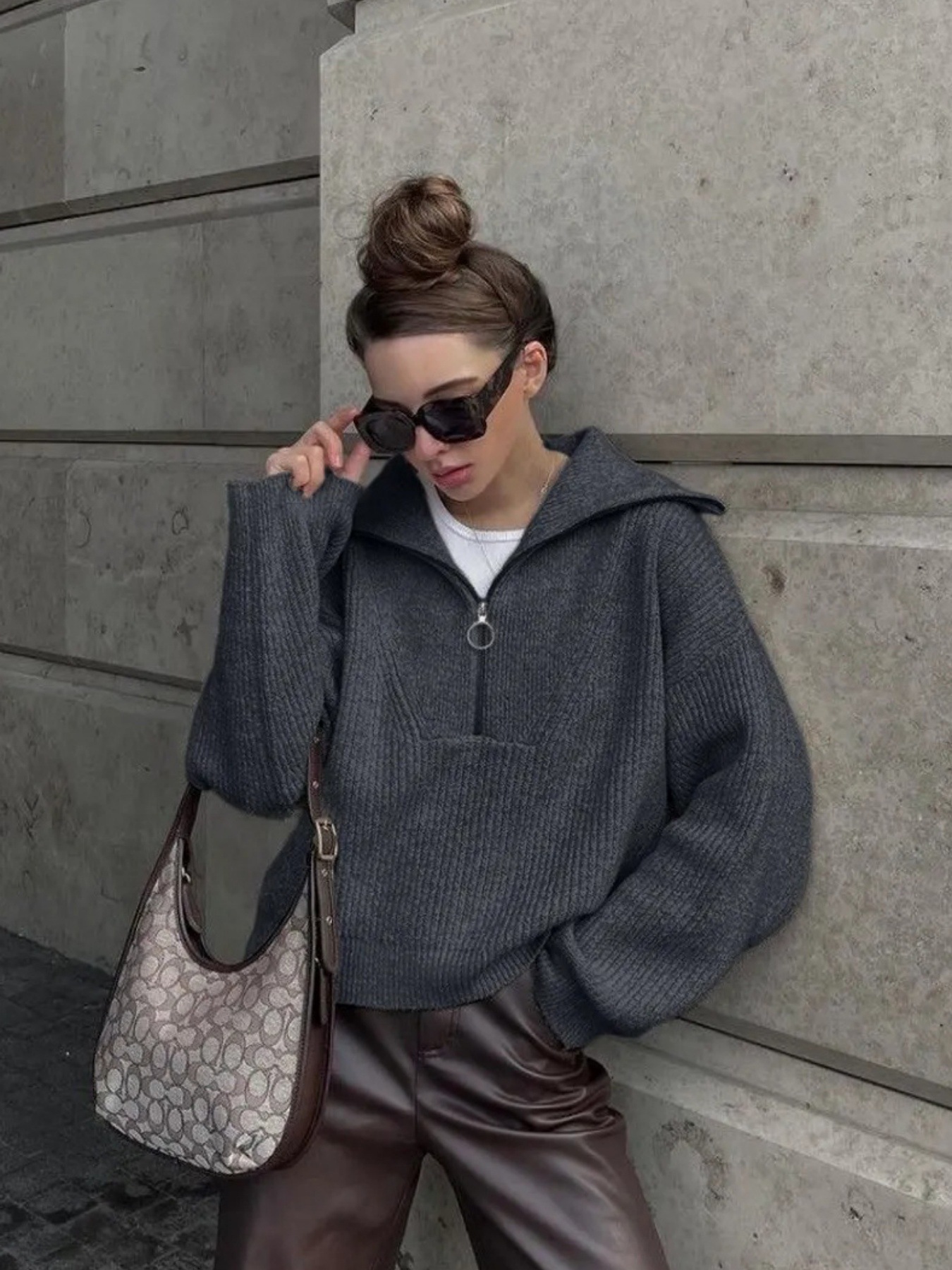 Solid Color Long Sleeve Pullover Sweater