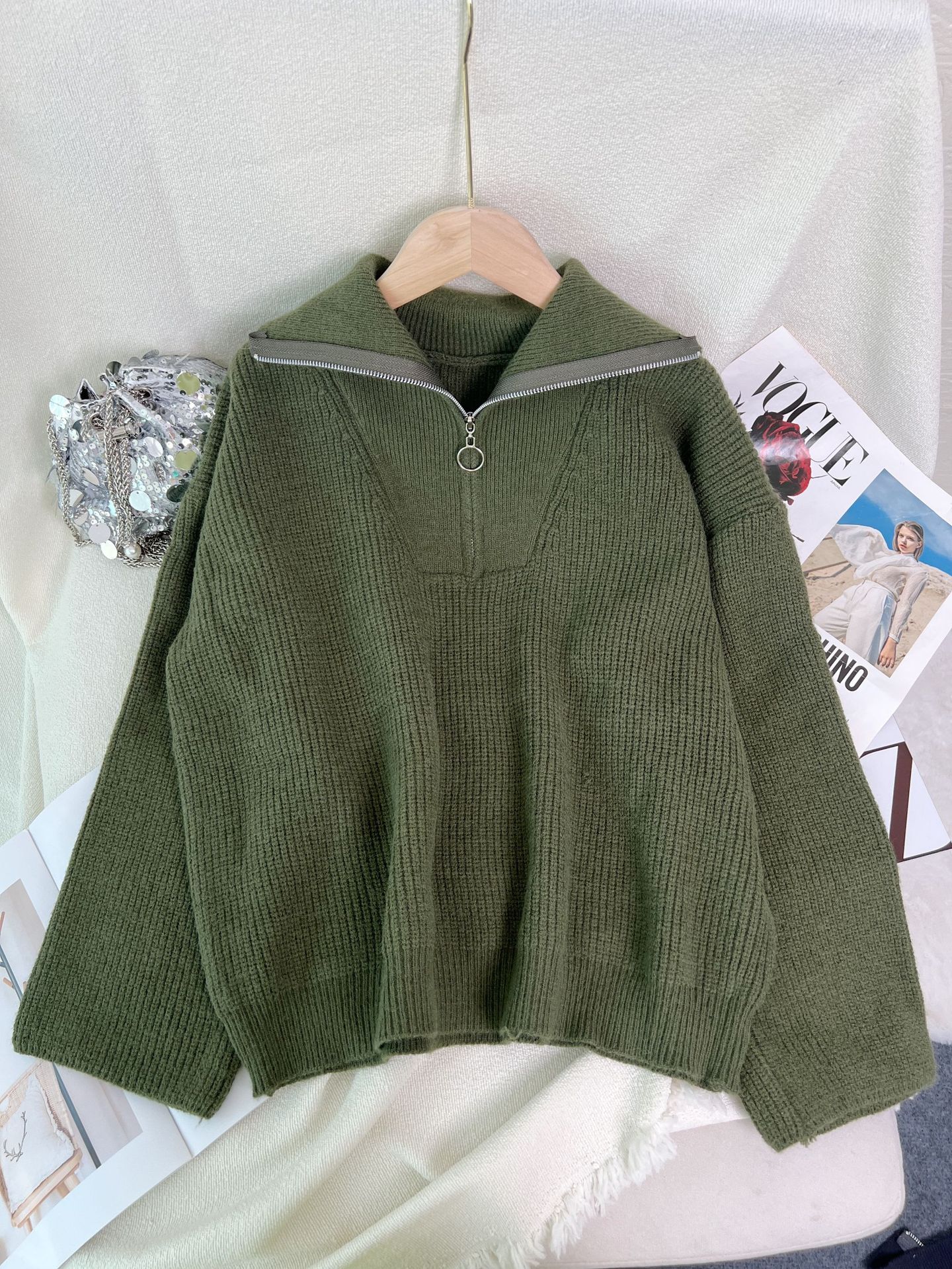 Solid Color Long Sleeve Pullover Sweater